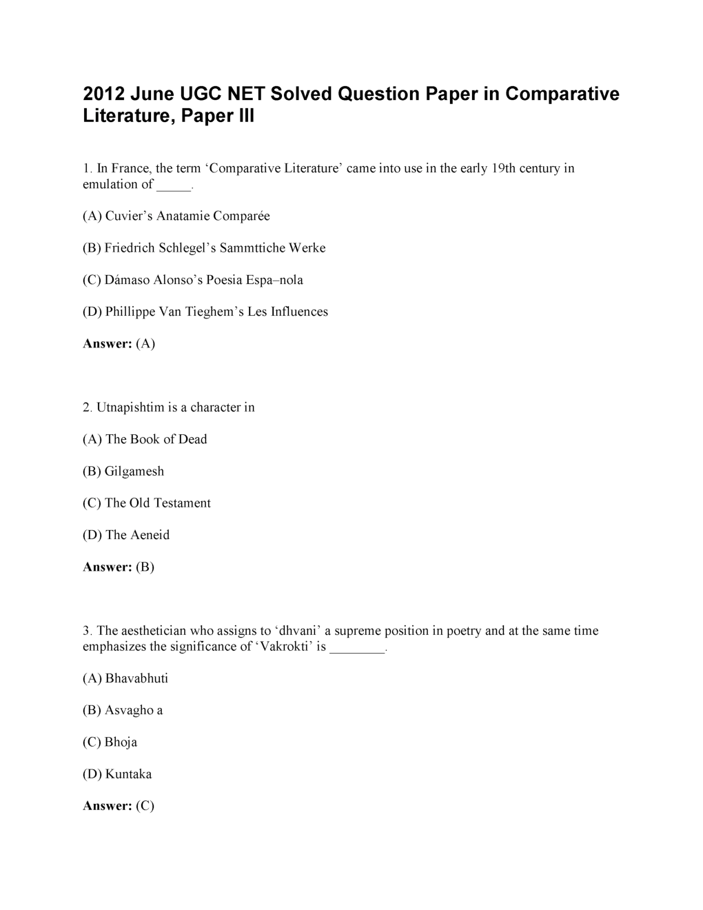 CBSE UGC NET Previous Year 2012-13 Solved Question Papers Comparative Literature Paper-III (June-Dec) - Page 2