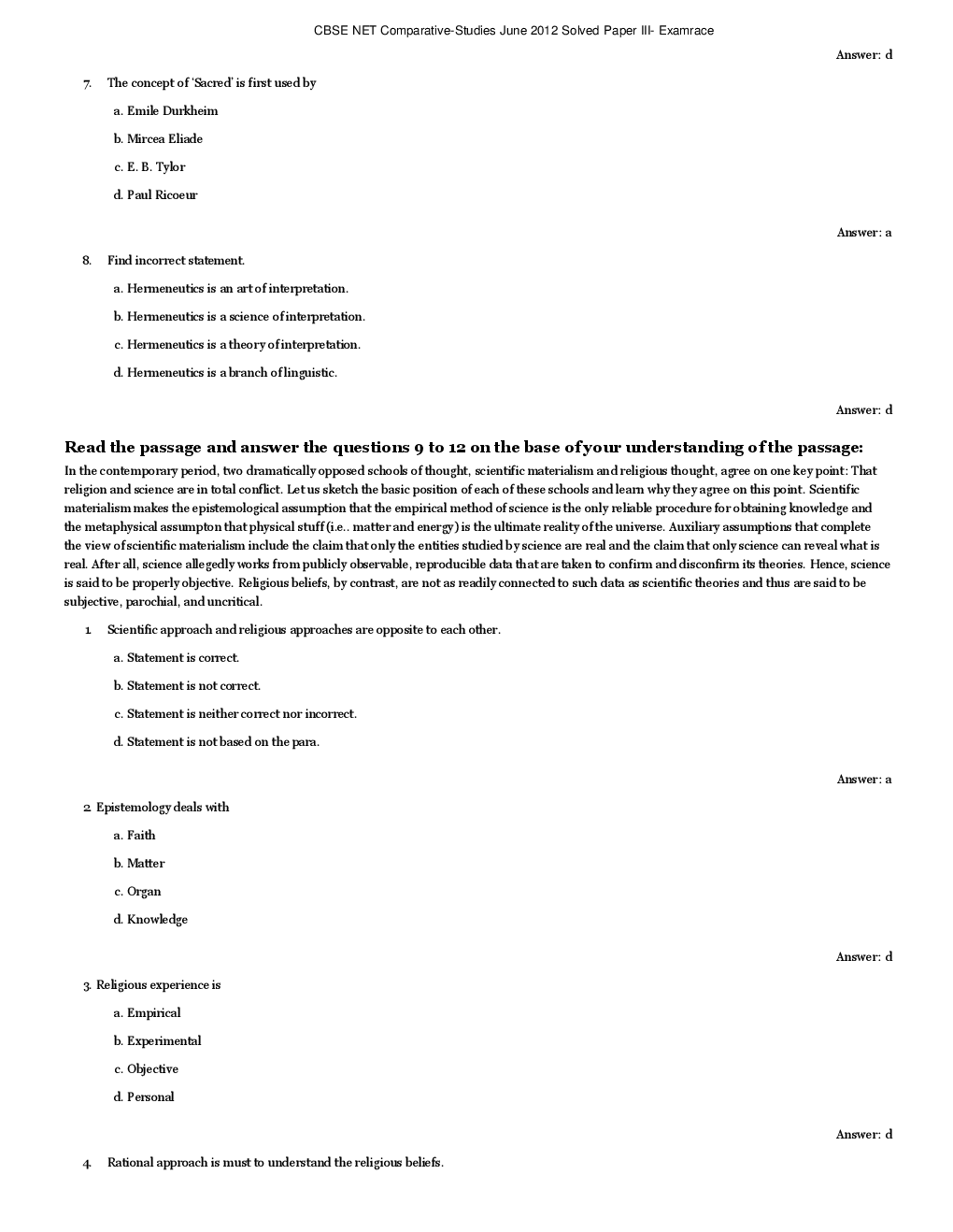 CBSE UGC NET Previous Year 2012-13 Solved Question Papers Comparative-Studies Paper-III (June-Dec) - Page 3