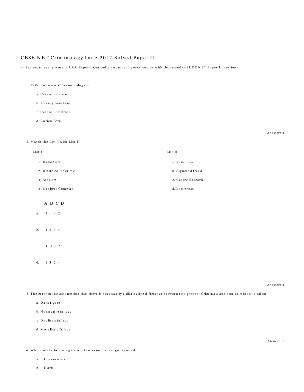 CBSE UGC NET Previous Year 2012-13 Solved Question Papers Criminology Paper-II (June-Dec) - Page 2