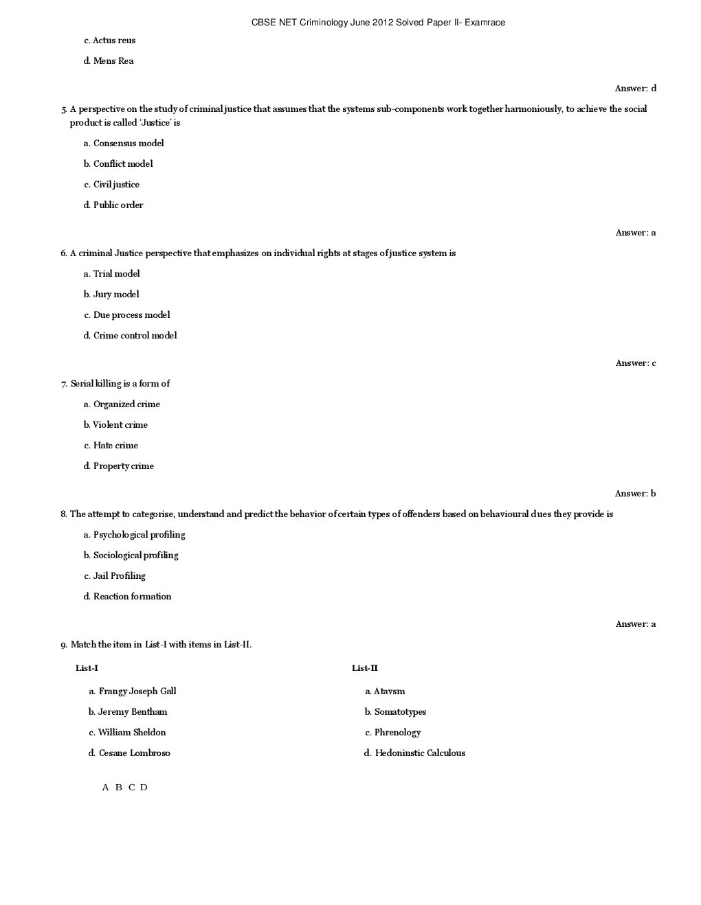 CBSE UGC NET Previous Year 2012-13 Solved Question Papers Criminology Paper-II (June-Dec) - Page 3