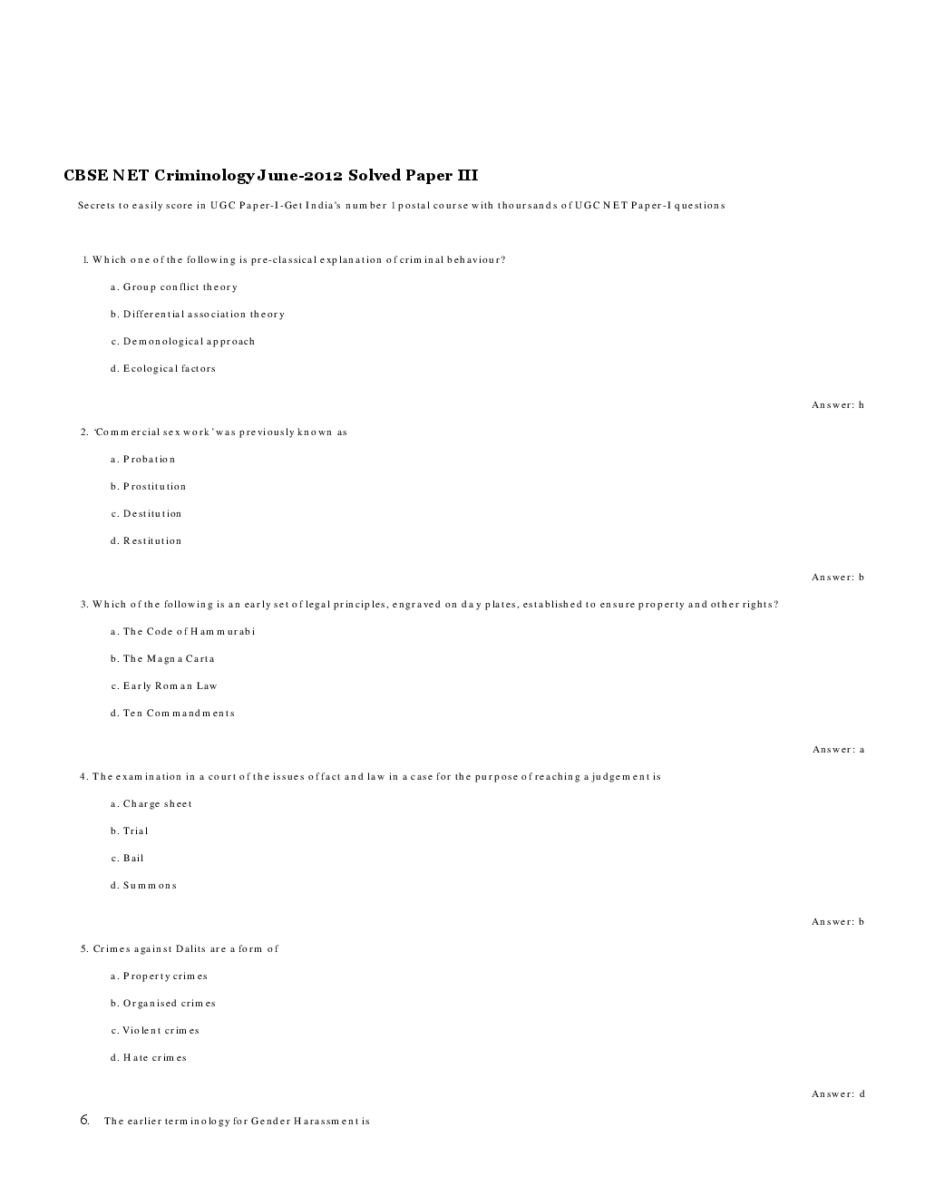 CBSE UGC NET Previous Year 2012-13 Solved Question Papers Criminology Paper-III (June-Dec) - Page 2