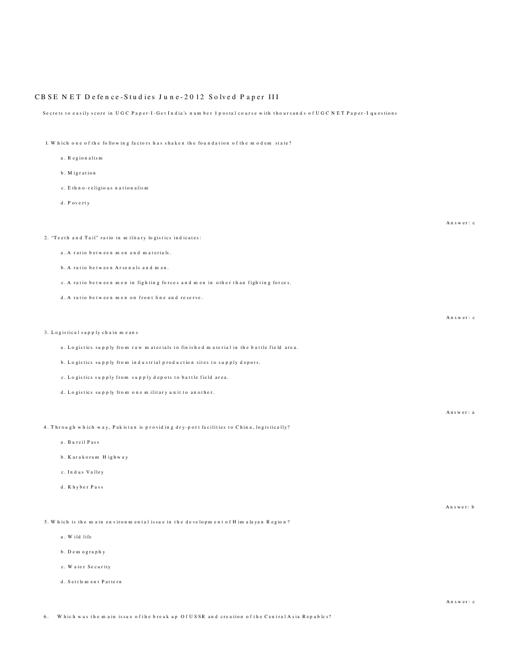 CBSE UGC NET Previous Year 2012-13 Solved Question Papers Defense-Studies Paper-III (June-Dec) - Page 2