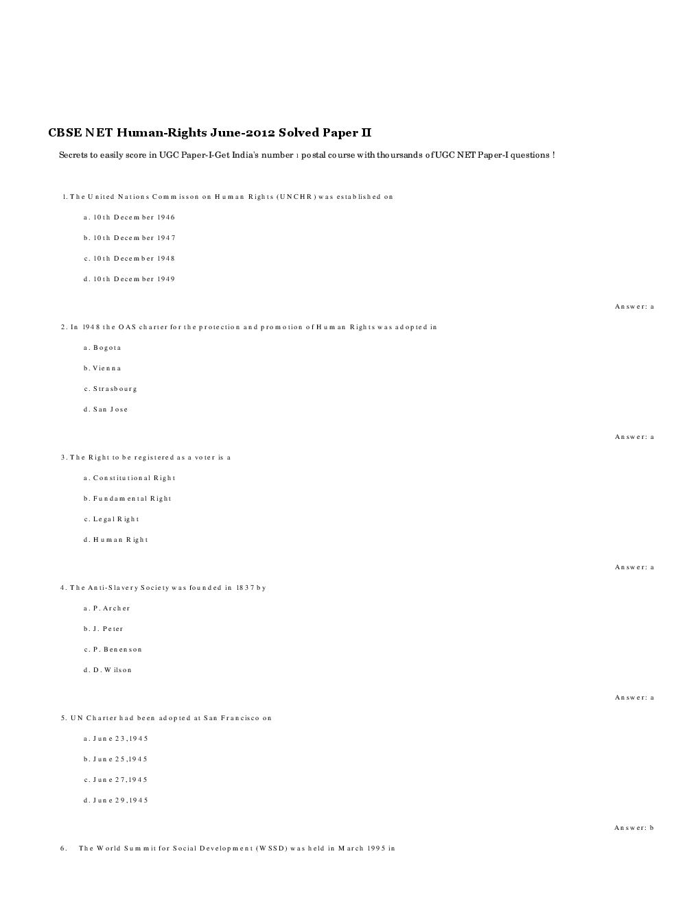 CBSE UGC NET Previous Year 2012-13 Solved Question Papers Human-Rights Paper-II (June-Dec) - Page 2