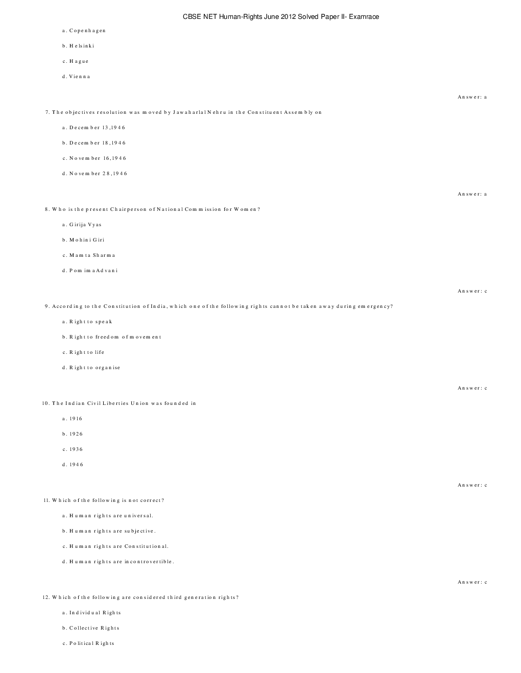 CBSE UGC NET Previous Year 2012-13 Solved Question Papers Human-Rights Paper-II (June-Dec) - Page 3