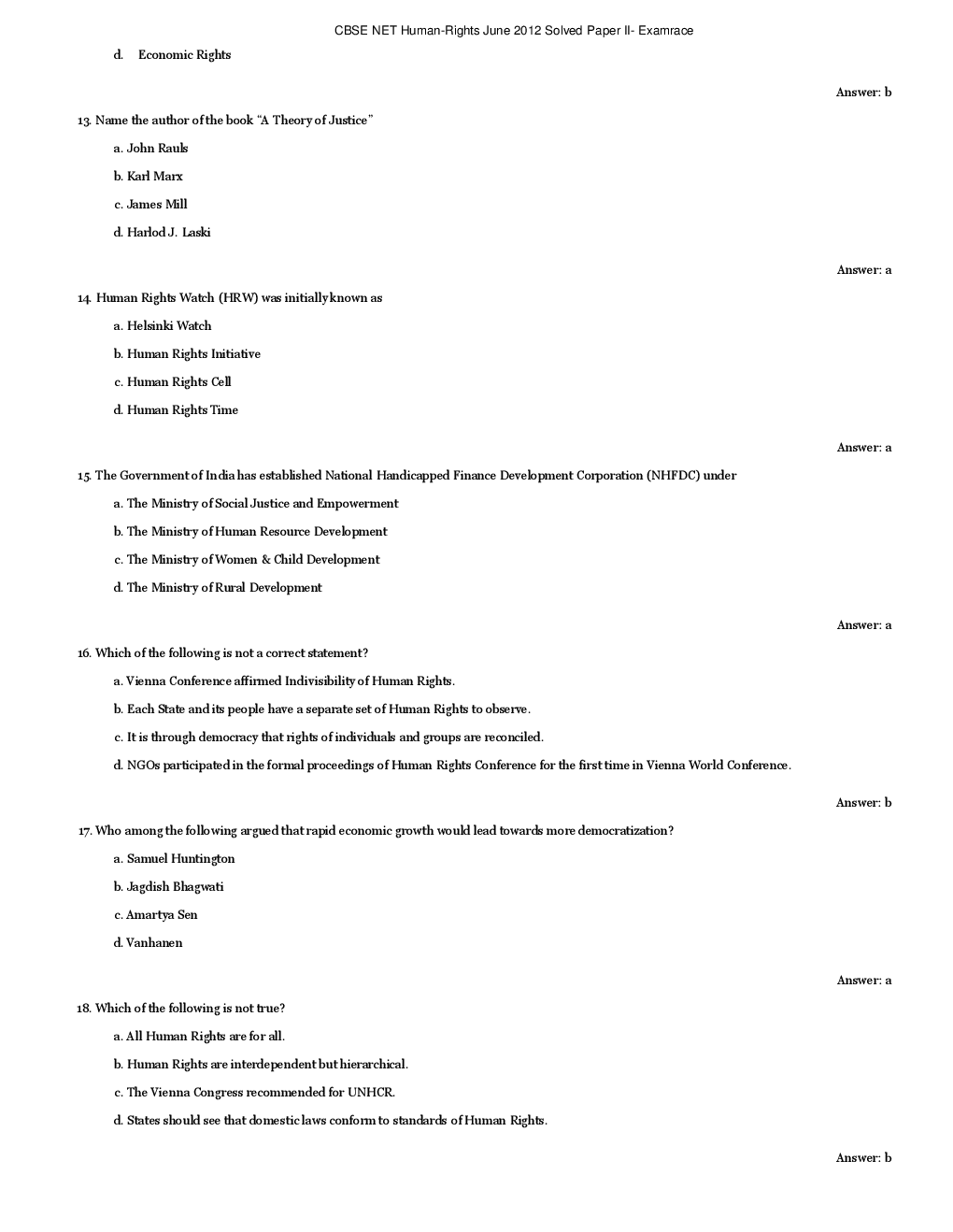 CBSE UGC NET Previous Year 2012-13 Solved Question Papers Human-Rights Paper-II (June-Dec) - Page 4