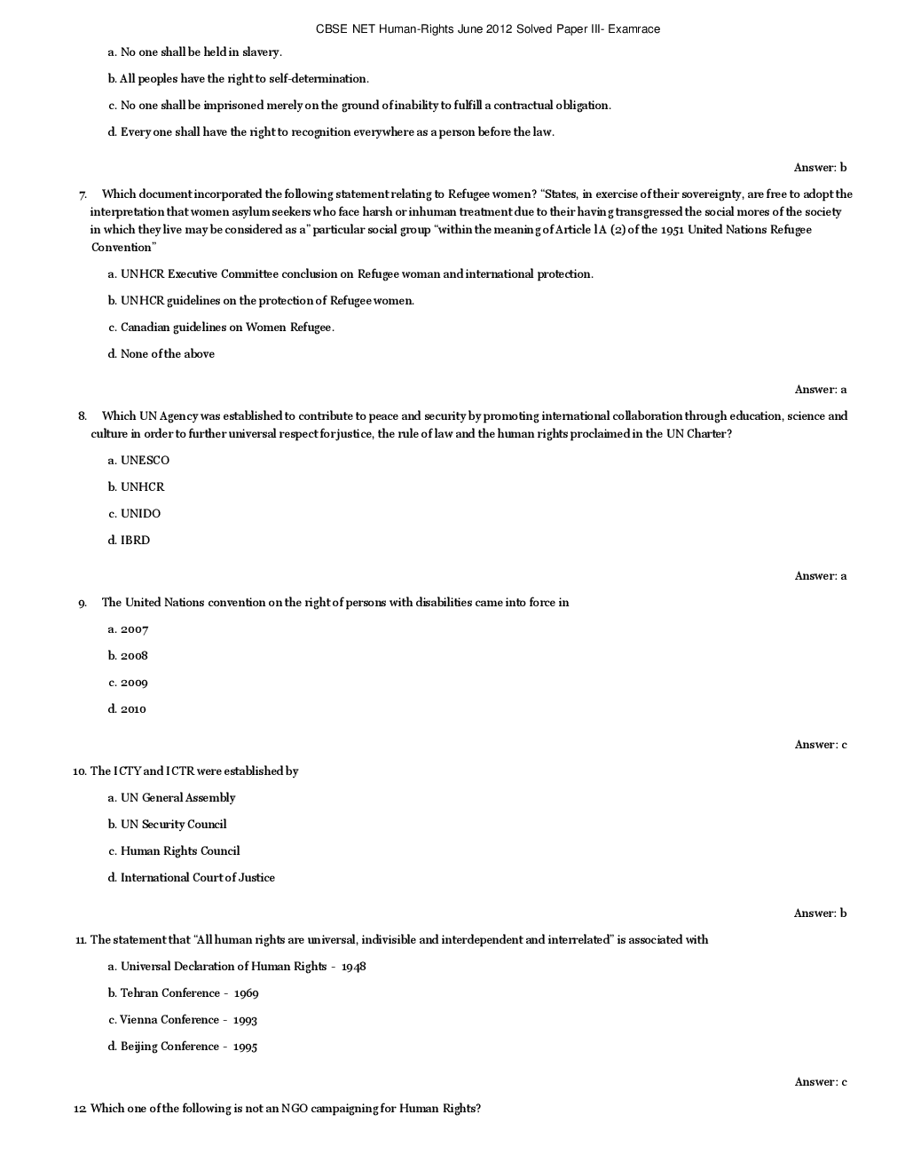 CBSE UGC NET Previous Year 2012-13 Solved Question Papers Human-Rights Paper-III (June-Dec) - Page 3