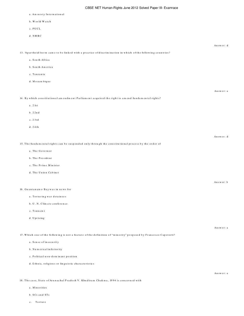 CBSE UGC NET Previous Year 2012-13 Solved Question Papers Human-Rights Paper-III (June-Dec) - Page 4