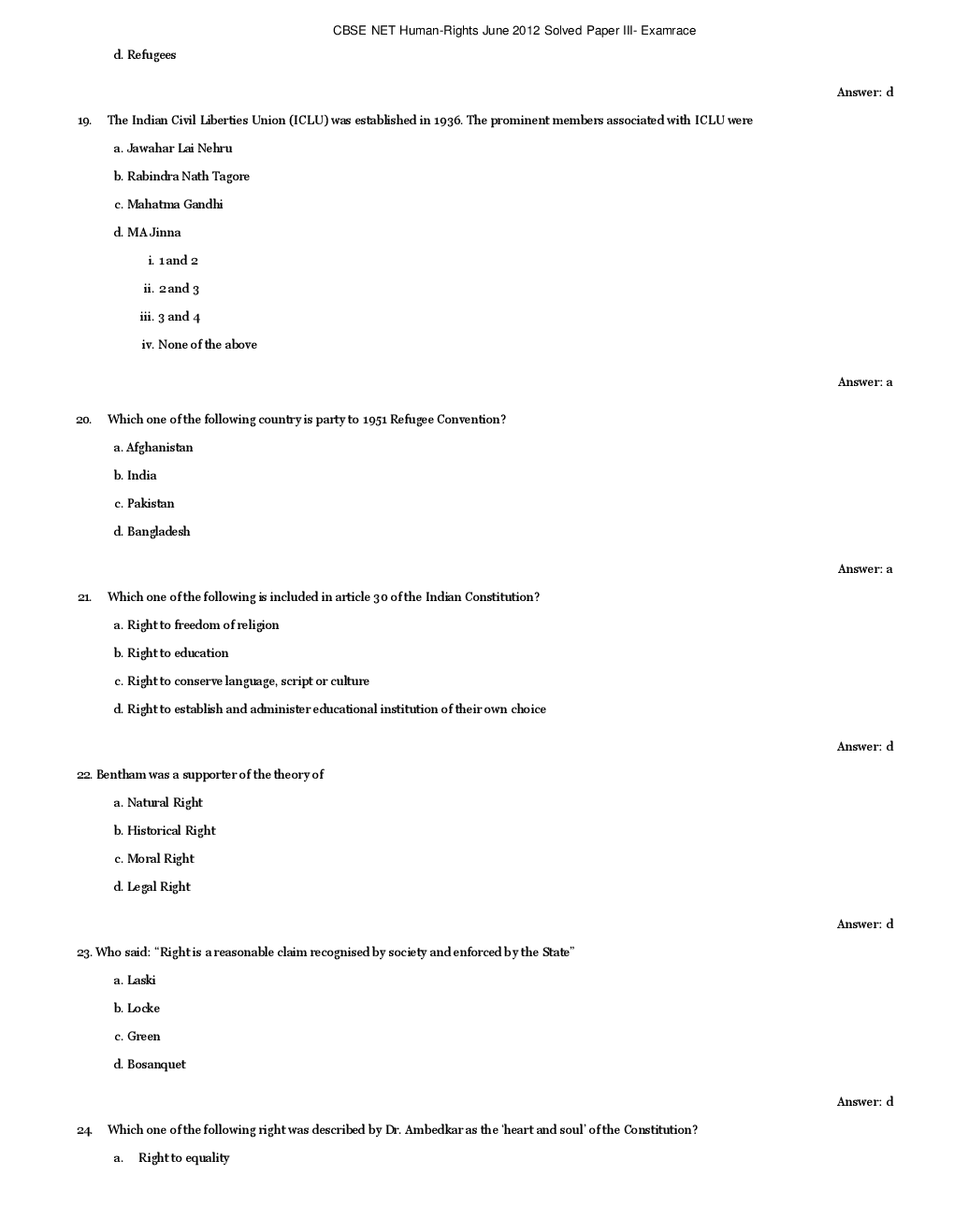 CBSE UGC NET Previous Year 2012-13 Solved Question Papers Human-Rights Paper-III (June-Dec) - Page 5