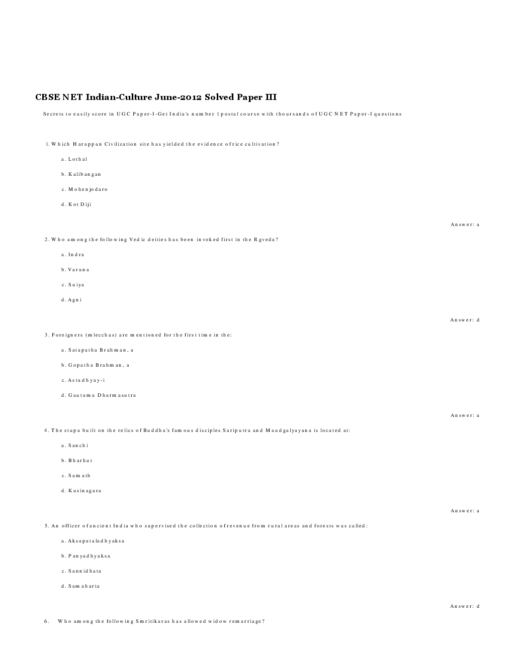 CBSE UGC NET Previous Year 2012-13 Solved Question Papers Indian-Culture Paper-III (June-Dec) - Page 2