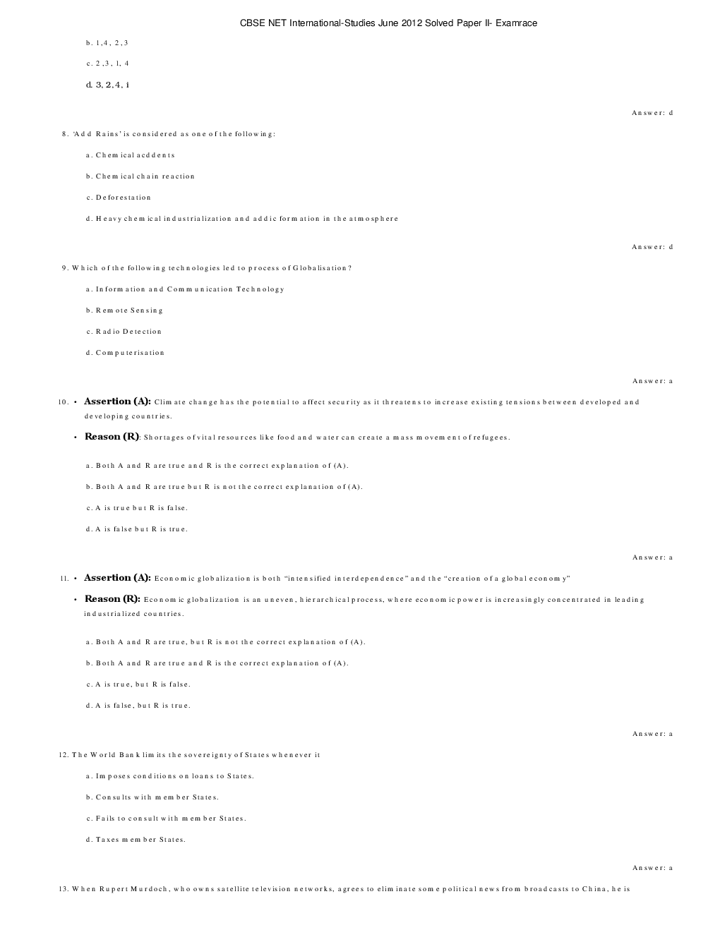 CBSE UGC NET Previous Year 2012-13 Solved Question Papers International-Studies Paper-II (June-Dec) - Page 4