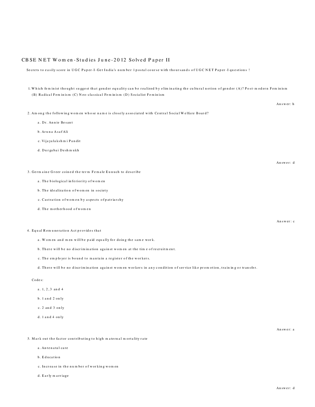 CBSE UGC NET Previous Year 2012-13 Solved Question Papers Women-Studies Paper-II (June-Dec) - Page 2