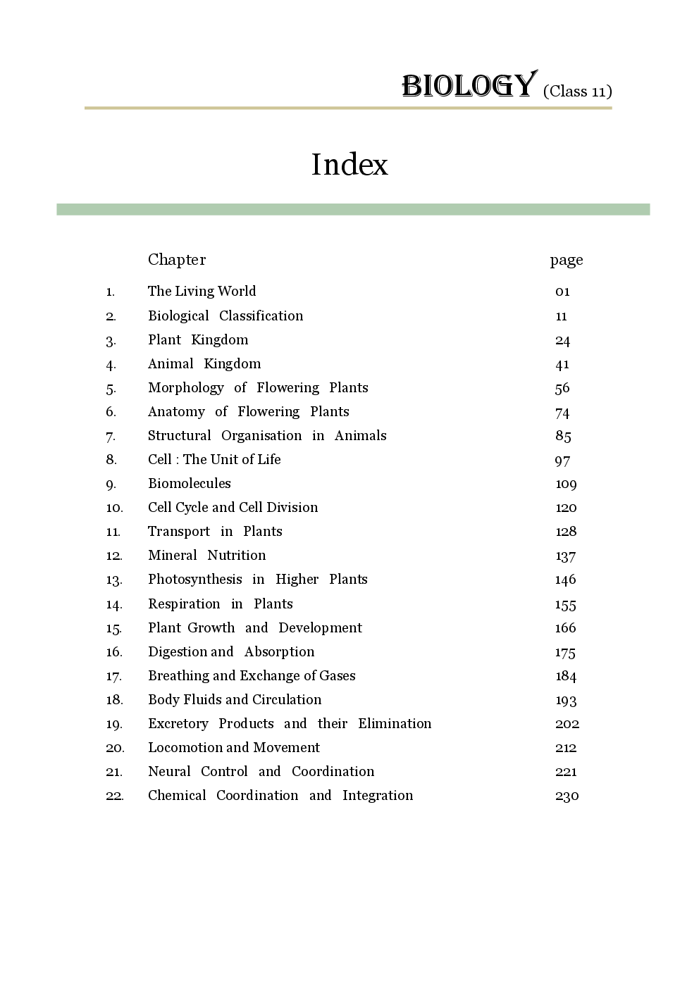 CBSE Biology For Class-XI Chapterwise & Topicwise Worksheets With Solution - Page 2