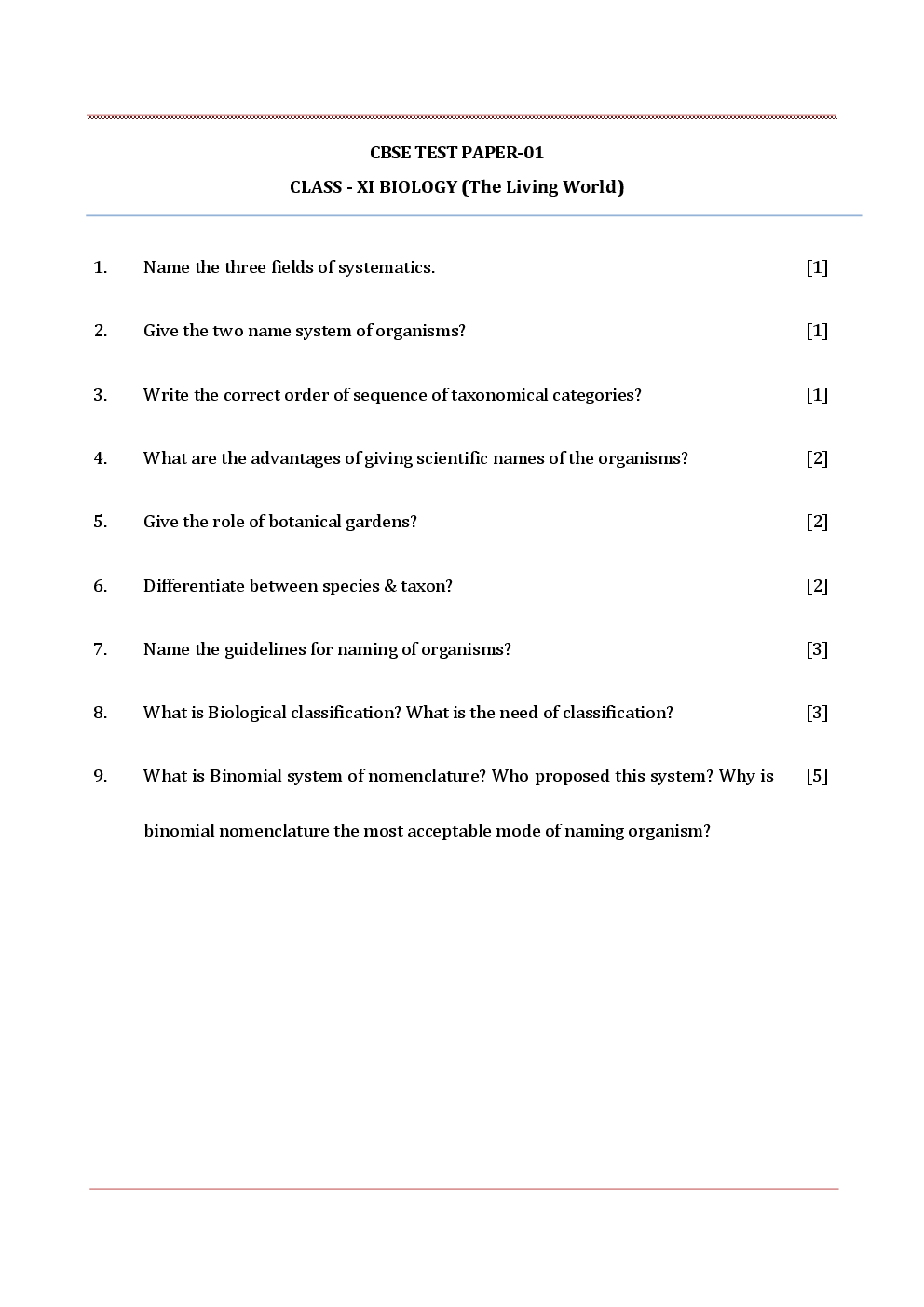 CBSE Biology For Class-XI Chapterwise & Topicwise Worksheets With Solution - Page 3