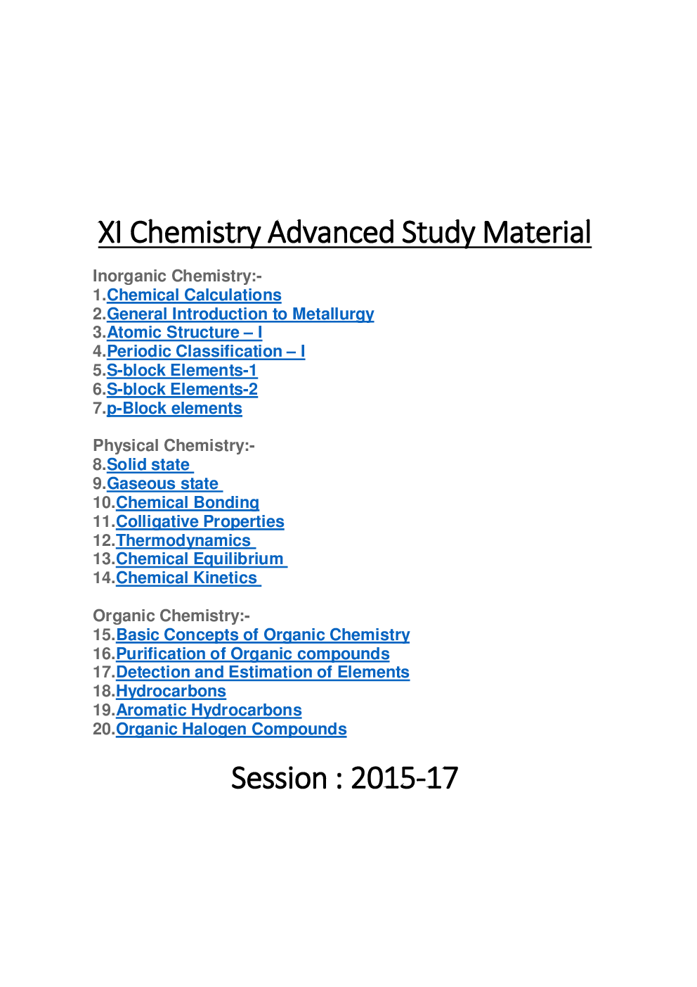 Chemistry For Class-XI Chapter wise Advanced Study Material - Page 2