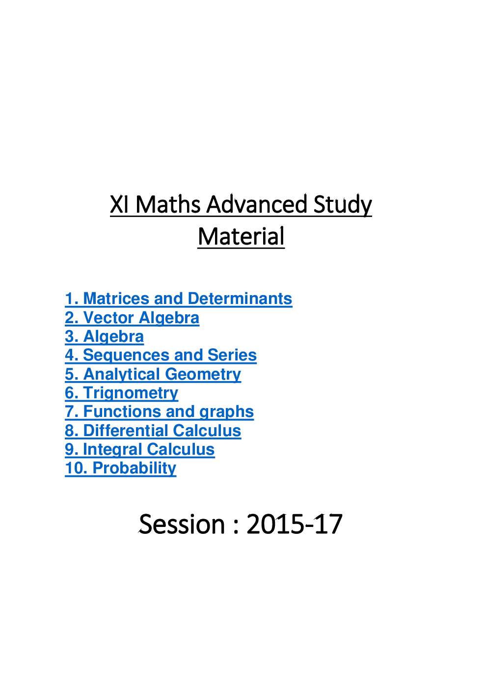 Maths For Class-XI Chapterwise Advanced Study Material - Page 2