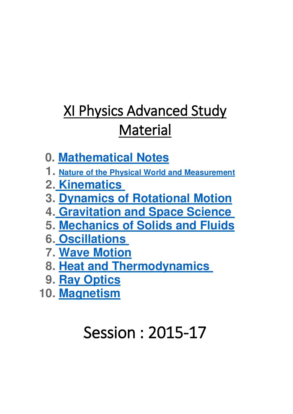 Physics For Class-XI Chapterwise Advanced Study Material - Page 2