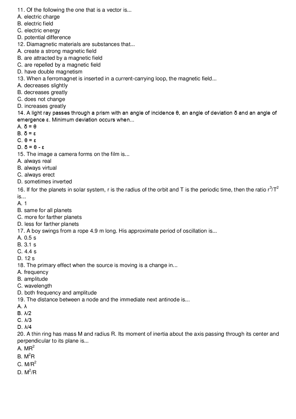 NEET Foundation Physics MCQs - Page 3