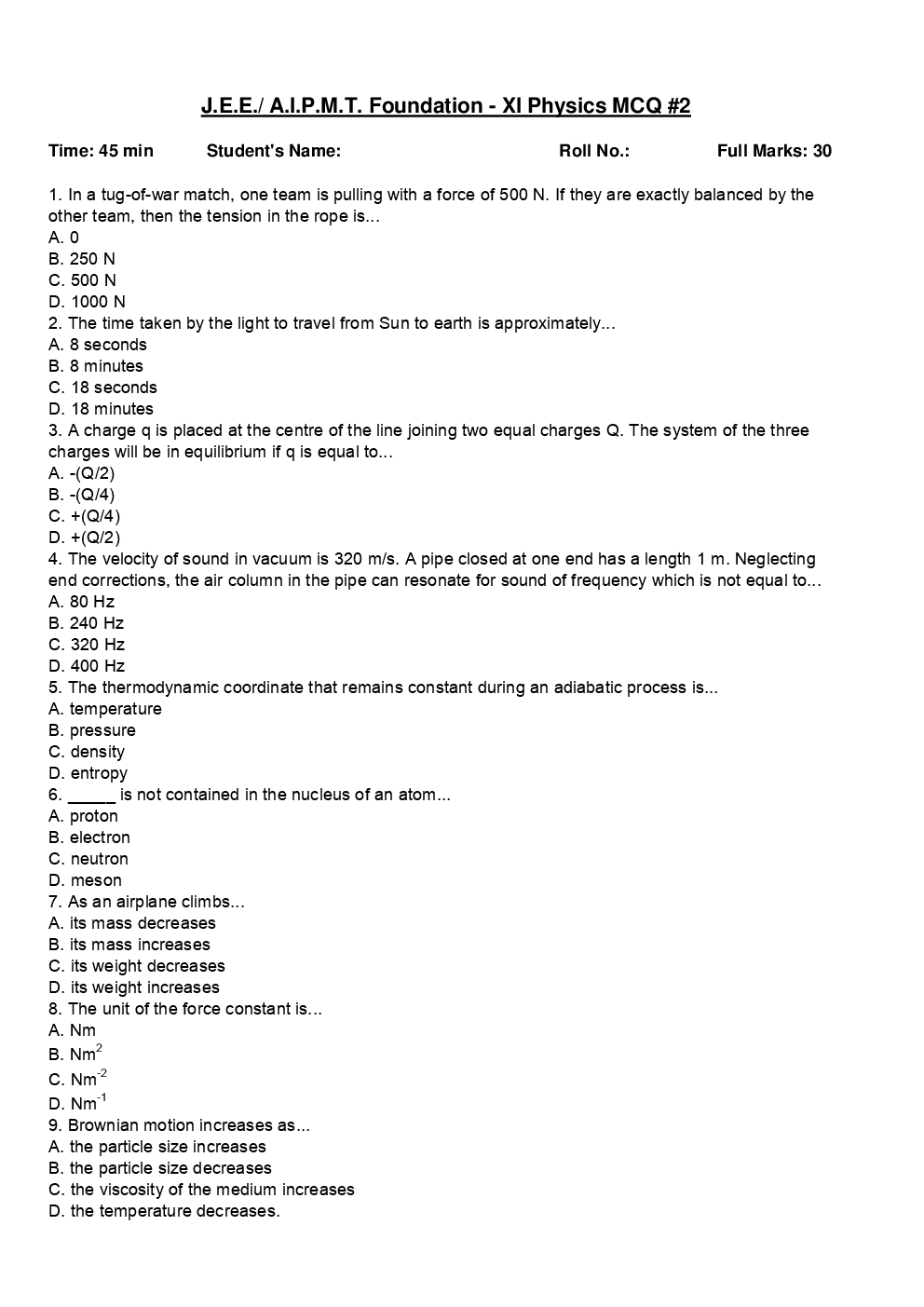 NEET Foundation Physics MCQs - Page 5