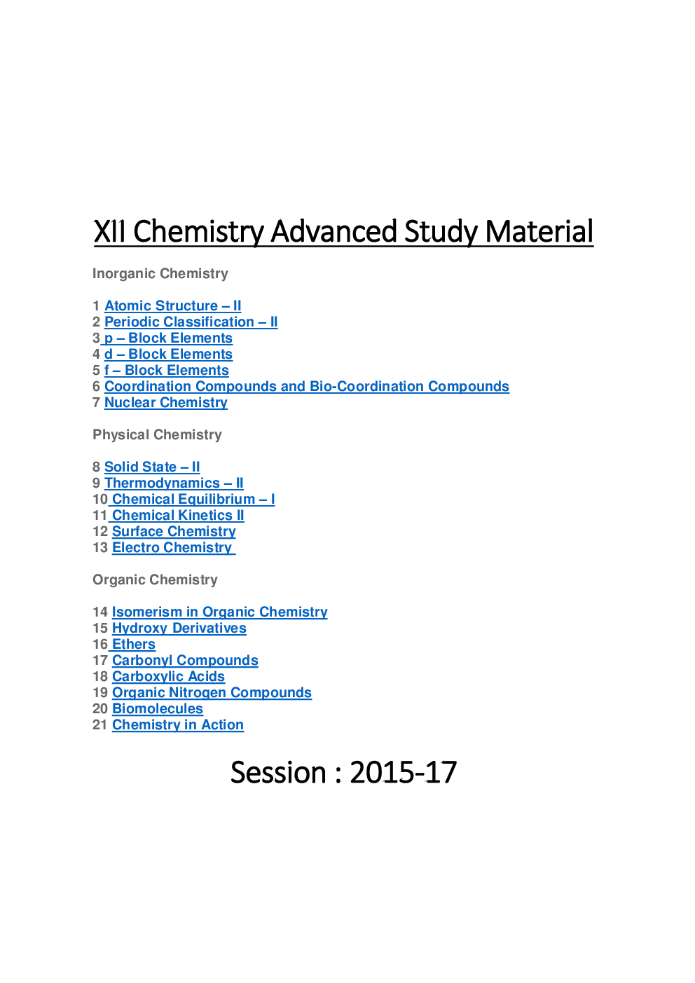 Chemistry For Class-XII Chapterwise Advanced Study Material - Page 2
