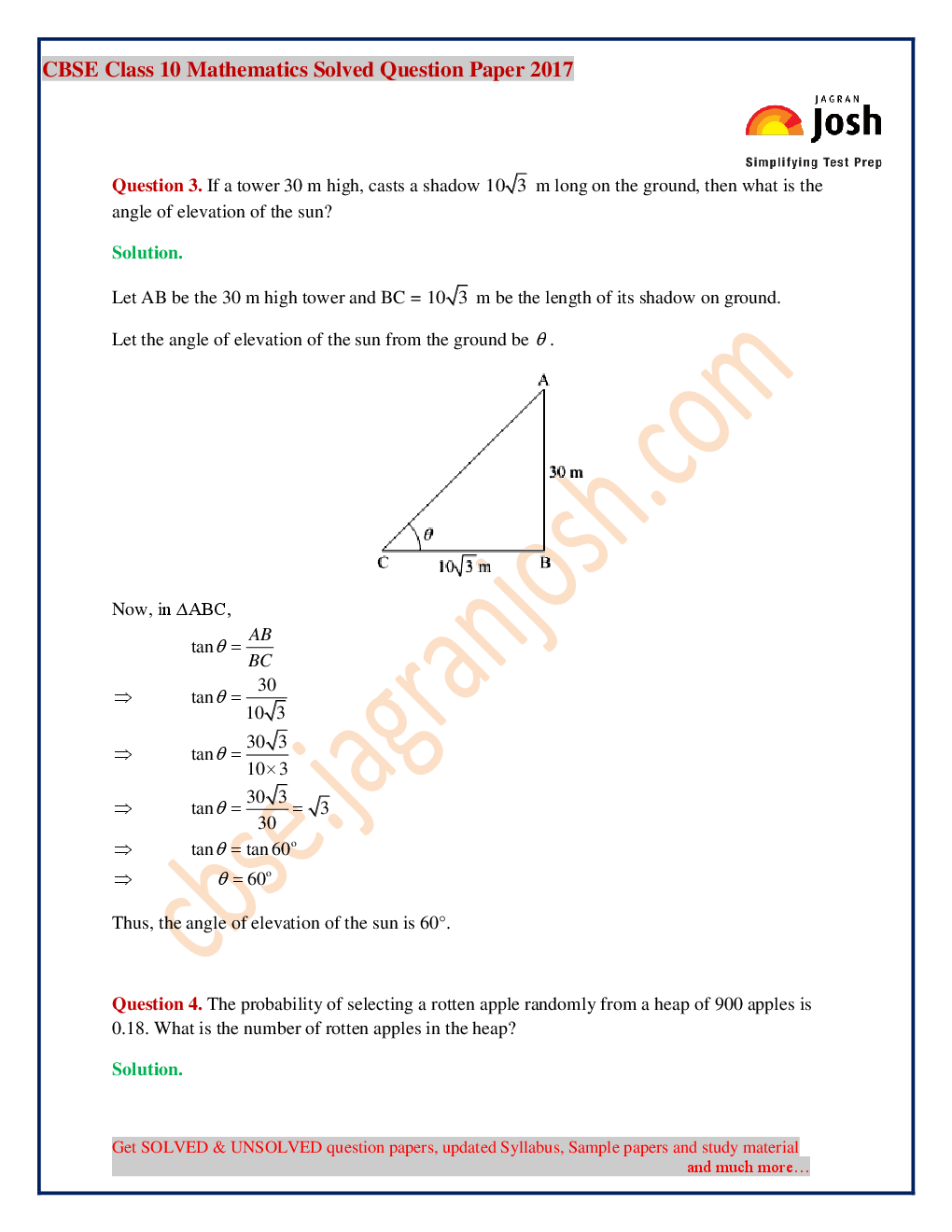 Last 5+1 Year's CBSE Class-X Mathematics Solved Question Papers - EBook - Page 5