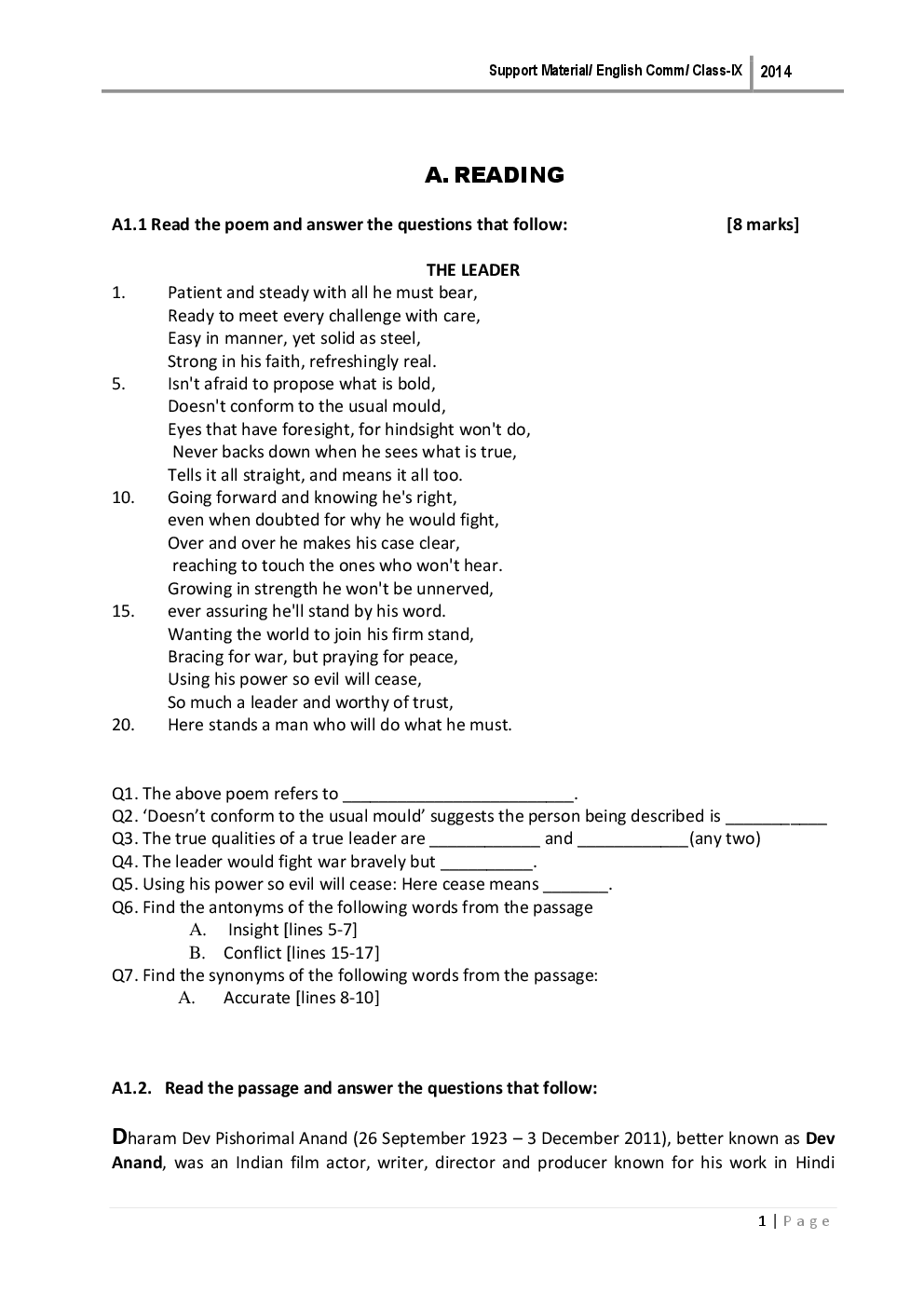 English Communication For Class-IX Study Cum Support Material - Page 3