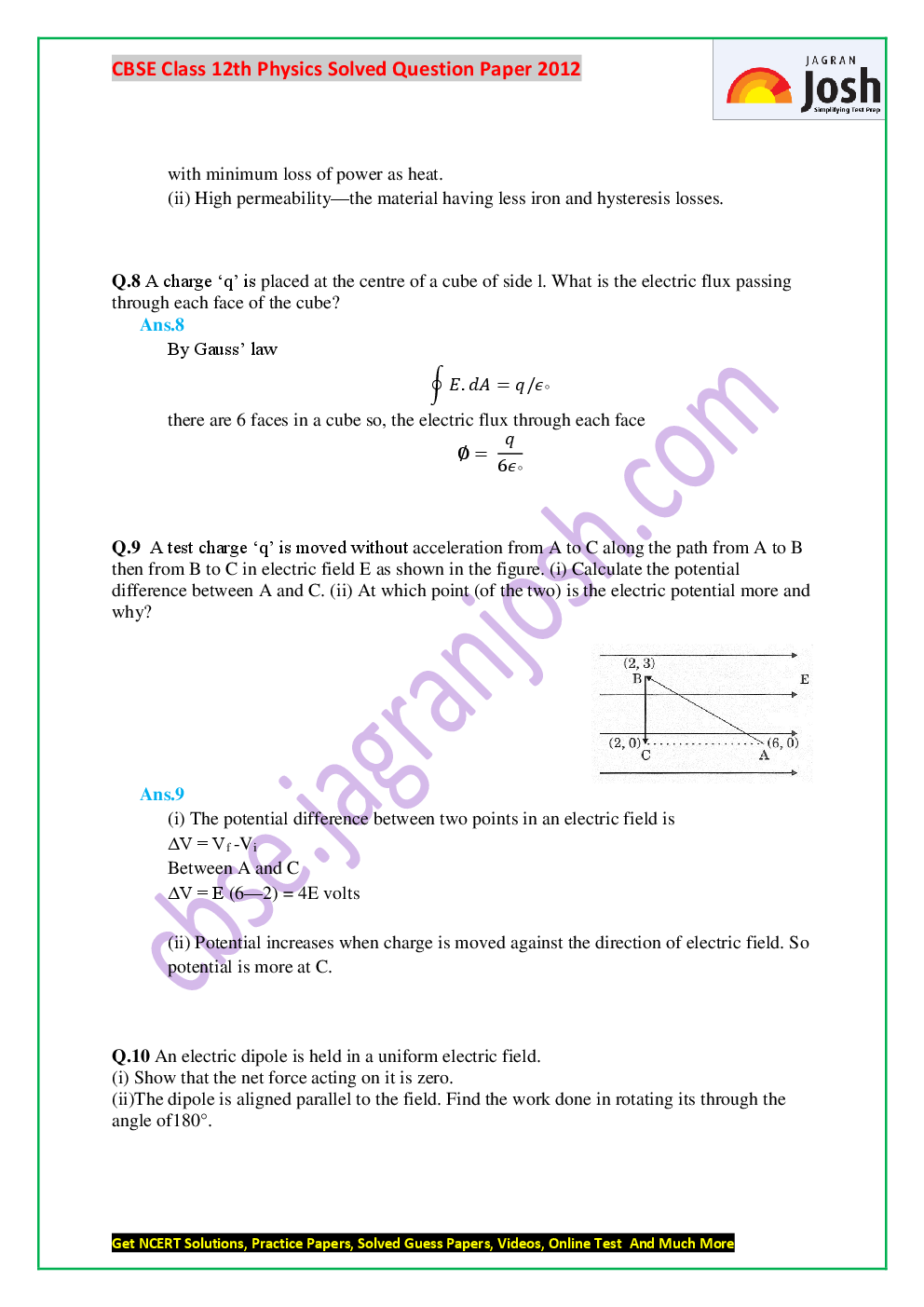 Last 5+1 Year\'s CBSE For Class-XII Physics Solved Question Papers - EBook - Page 5
