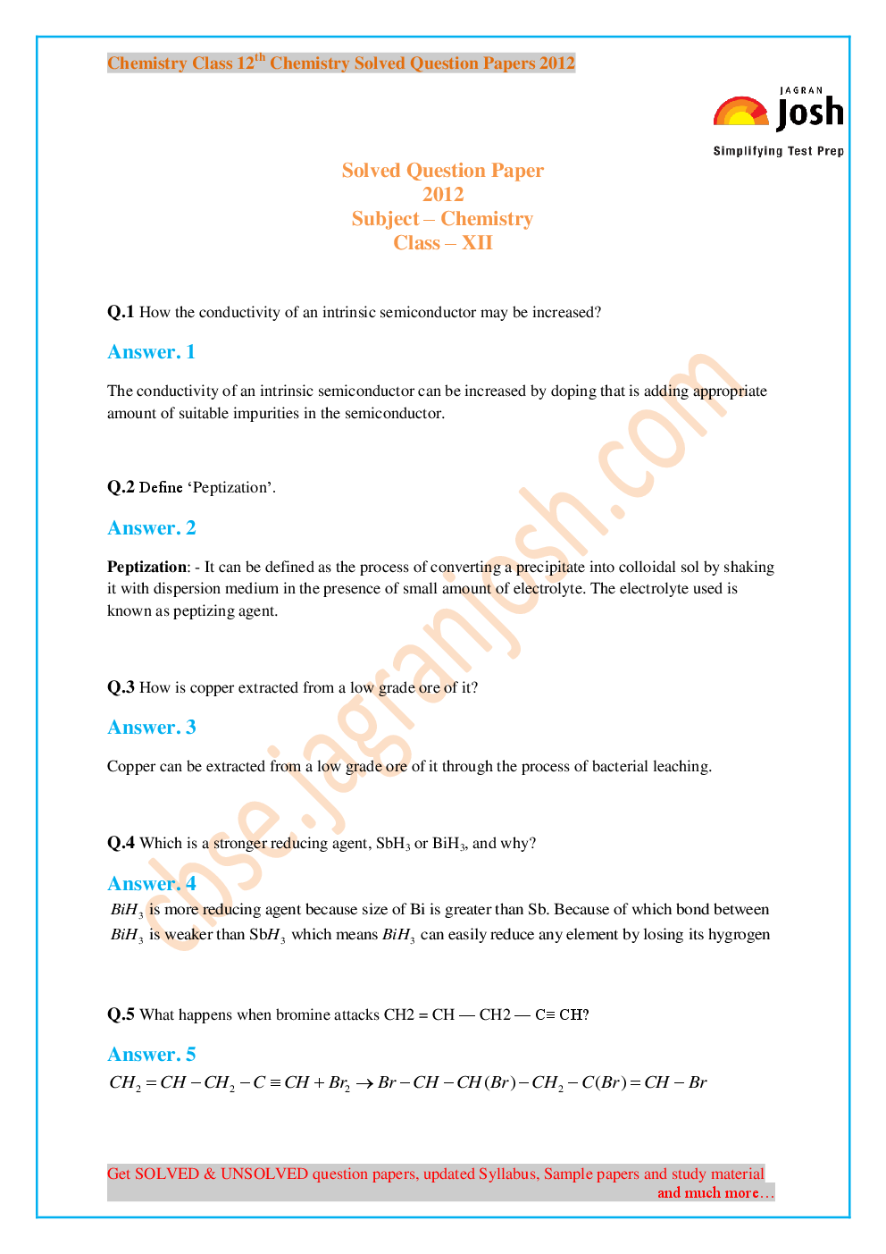 Last 5+1 Year\'s CBSE For Class-XII Chemistry Solved Question Papers - EBook - Page 3