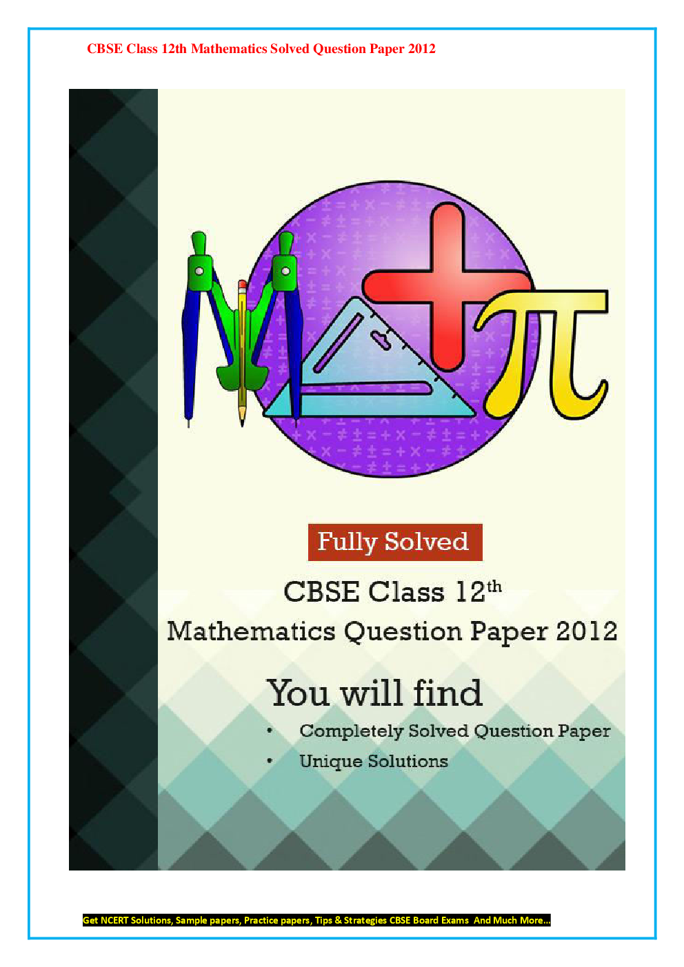 Last 5+1 Year's CBSE Class-XII Mathematics Solved Question Papers - EBook - Page 2