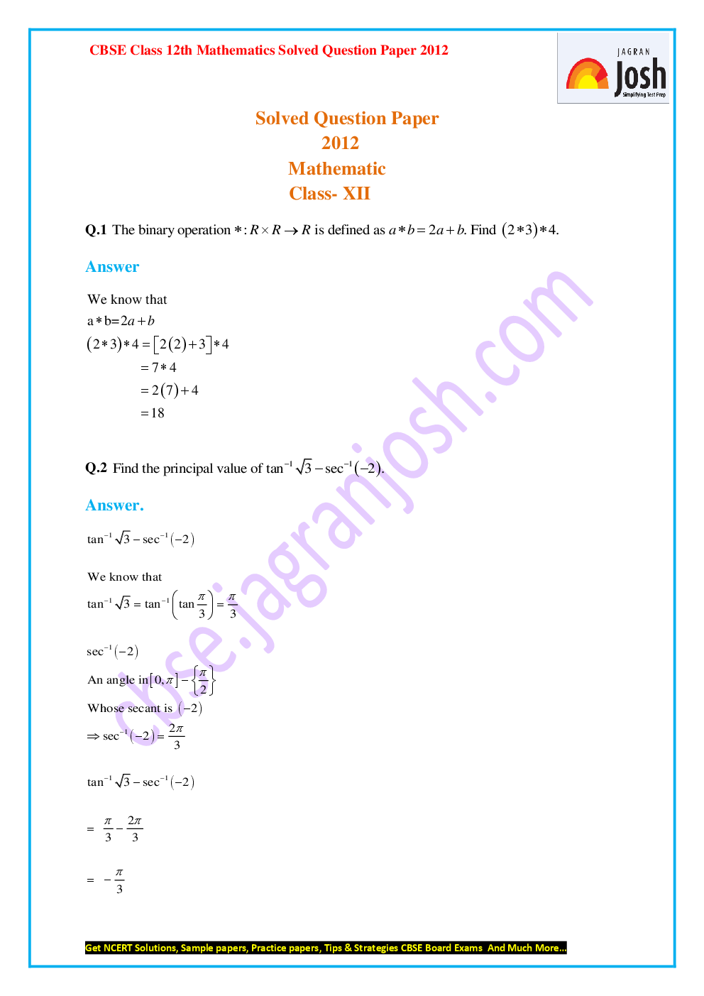 Last 5+1 Year's CBSE Class-XII Mathematics Solved Question Papers - EBook - Page 3