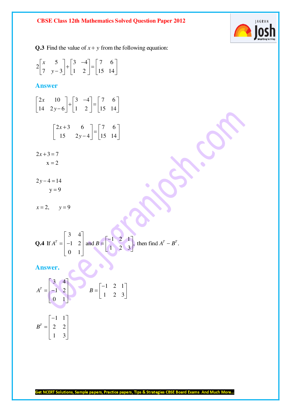 Last 5+1 Year's CBSE Class-XII Mathematics Solved Question Papers - EBook - Page 4