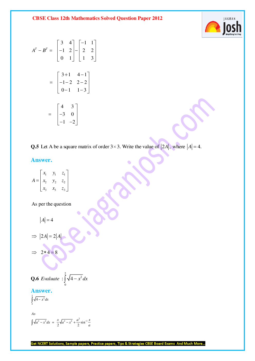 Last 5+1 Year's CBSE Class-XII Mathematics Solved Question Papers - EBook - Page 5