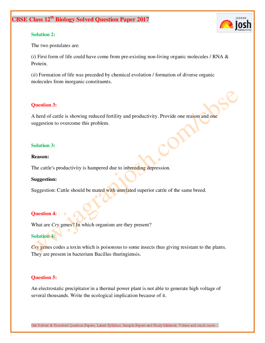 Last 5+1 Year's CBSE Class 12th Biology Solved Question Papers - EBook - Page 4