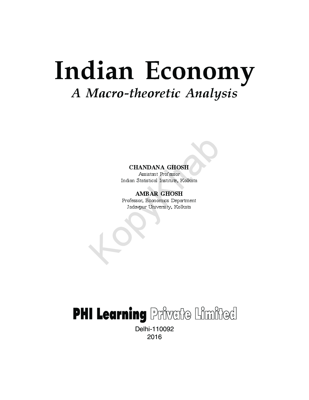 Indian Economy A Macro Theoretic Analysis - Page 2