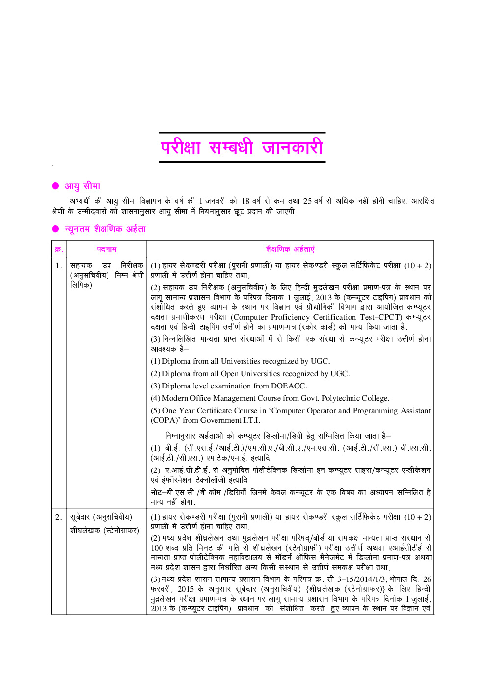 मध्य प्रदेश सहायक उपनिरीक्षक (Lower Division Clerk) एवं सूबेदार (Stenographers) चयन परीक्षा - Page 5
