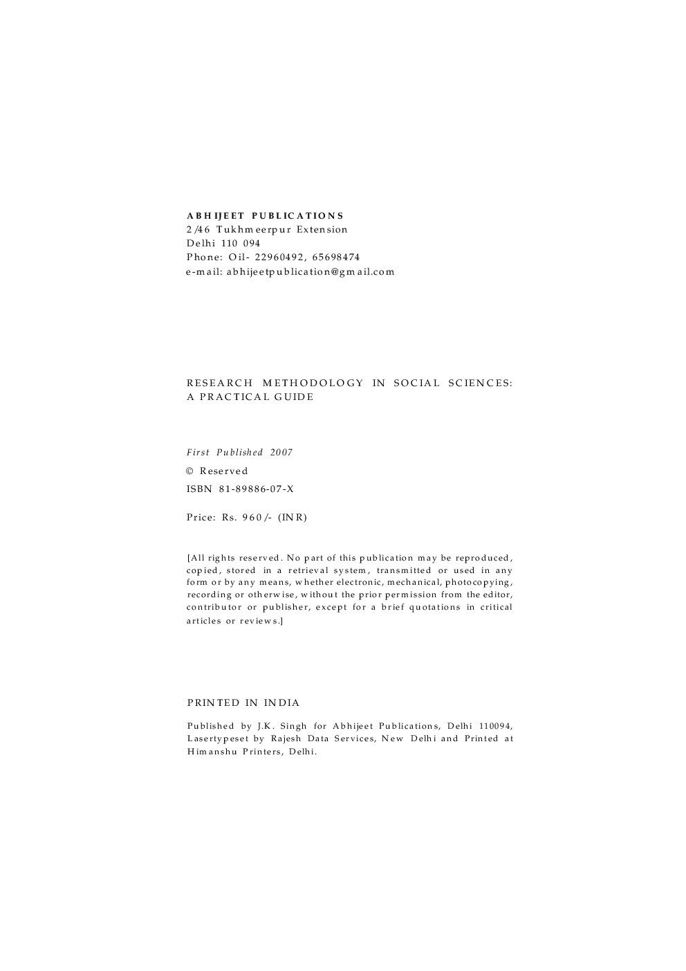 Research Methodology In Social Sciences - Page 4