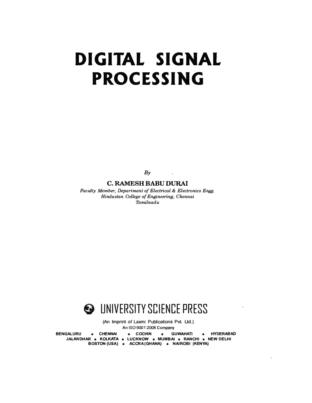 Download Digital Signal Processing Book PDF Online 2020 by C Ramesh