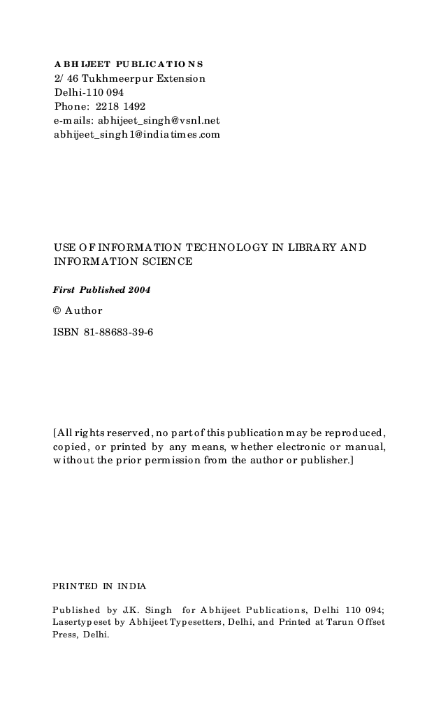 Use Of Information Technology In Library And Information Science - Page 4