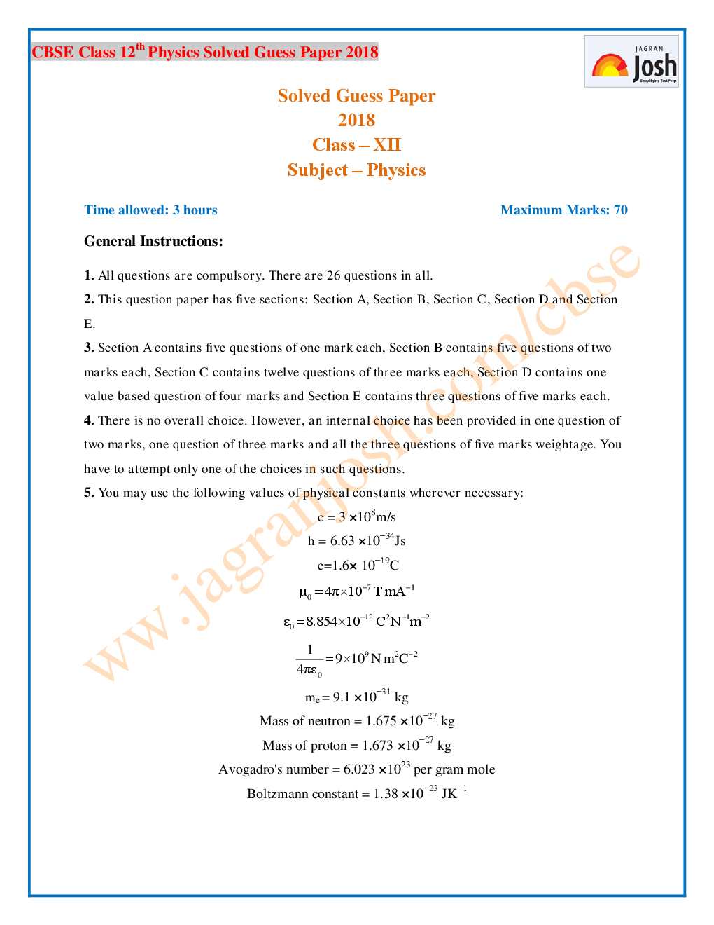 CBSE Class XII PCM Solved Guess Paper 2017-18 E-book - Page 3