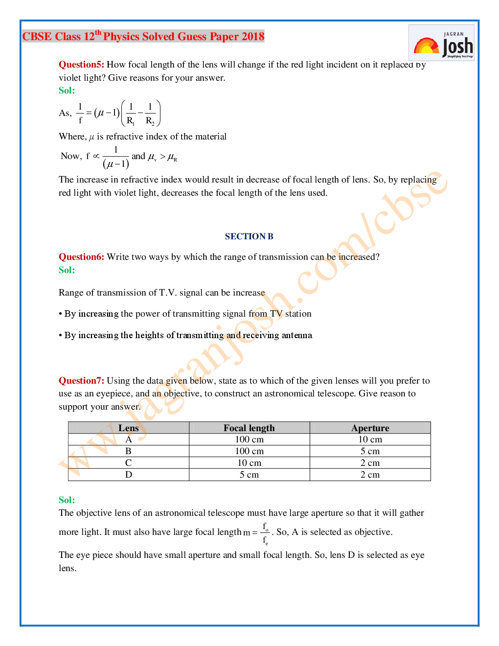 CBSE Class XII PCM Solved Guess Paper 2017-18 E-book - Page 5