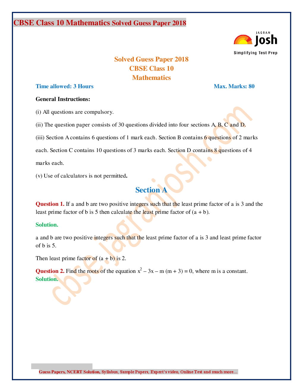 CBSE Class X Maths & Science Solved Guess Paper 2017-18 E-book - Page 3
