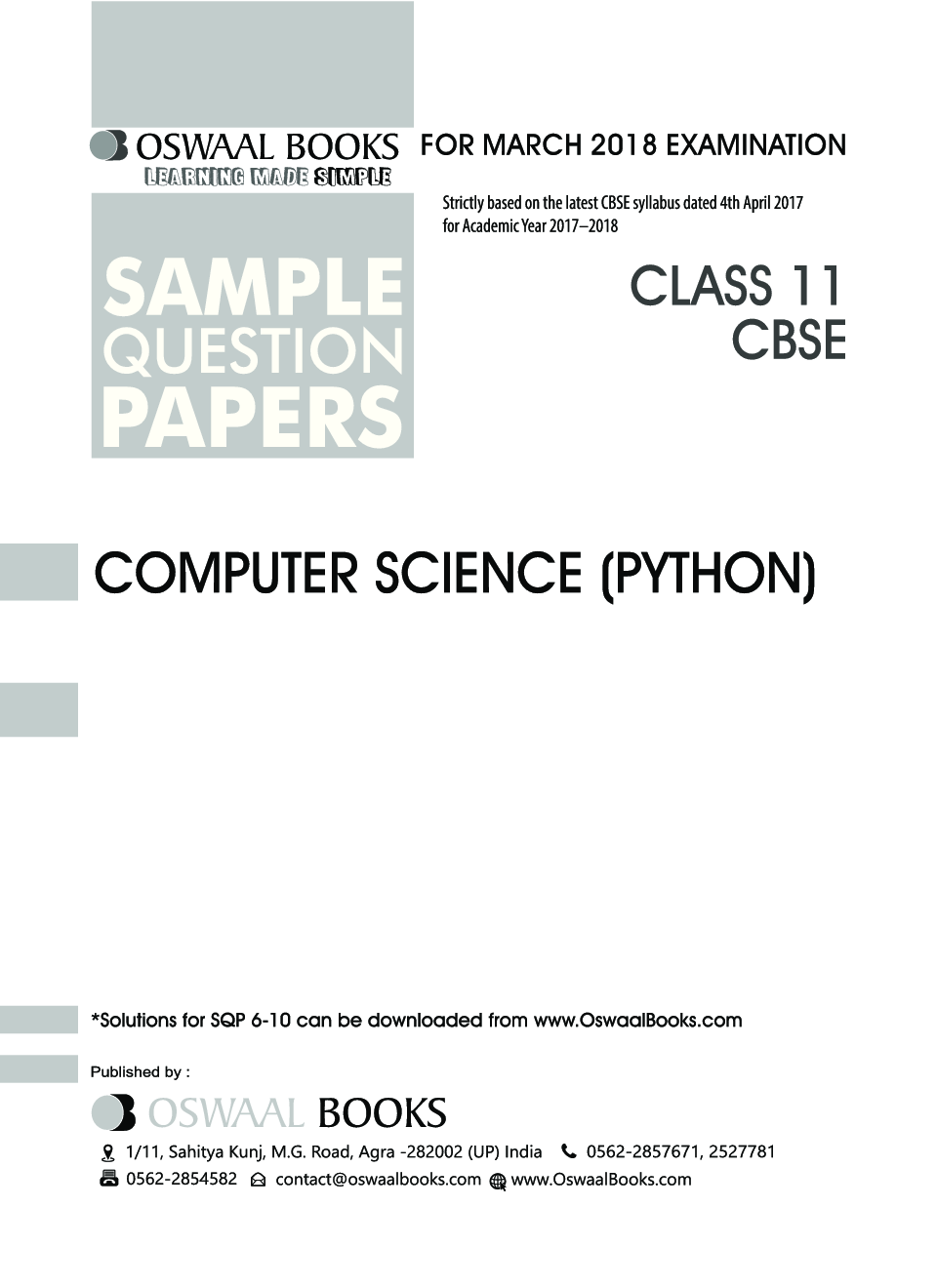 Download Oswaal CBSE Sample Question Papers For Class XI Computer