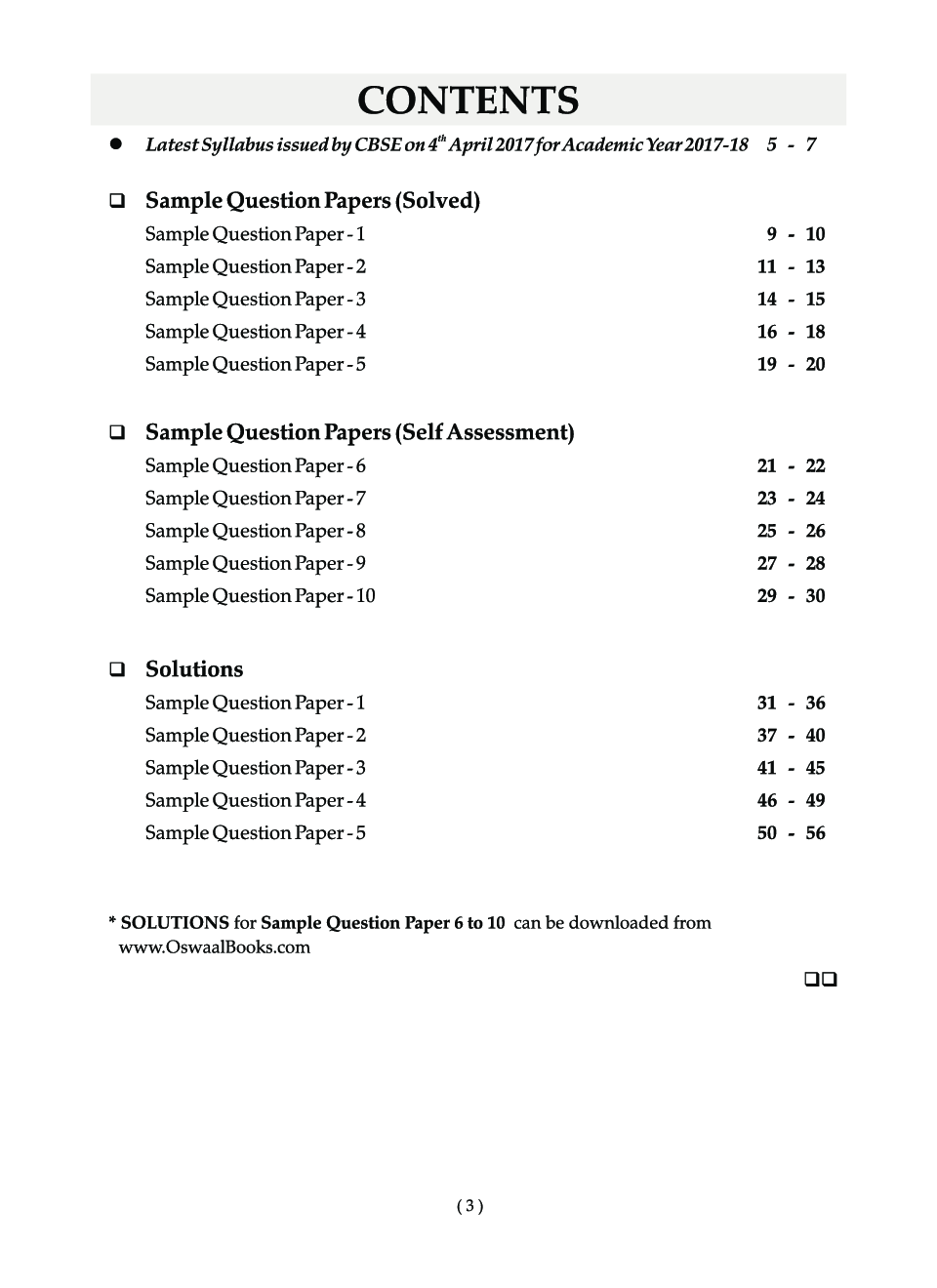 class of 2018 exam 10 cbse Papers Class For CBSE Question Sample Download Oswaal XI