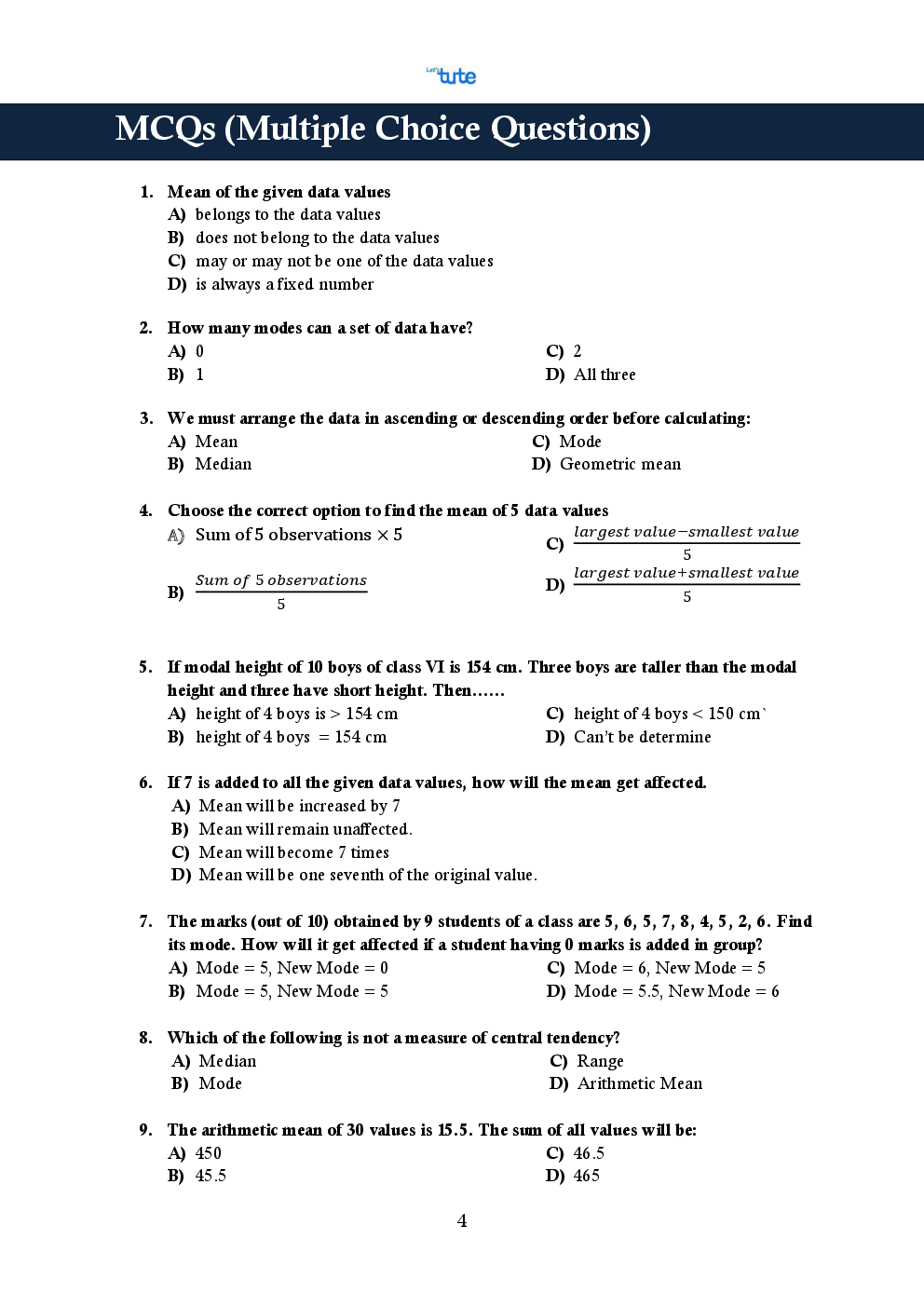 CBSE Mathematics Smart Book For Class 10 Statistics - Page 4
