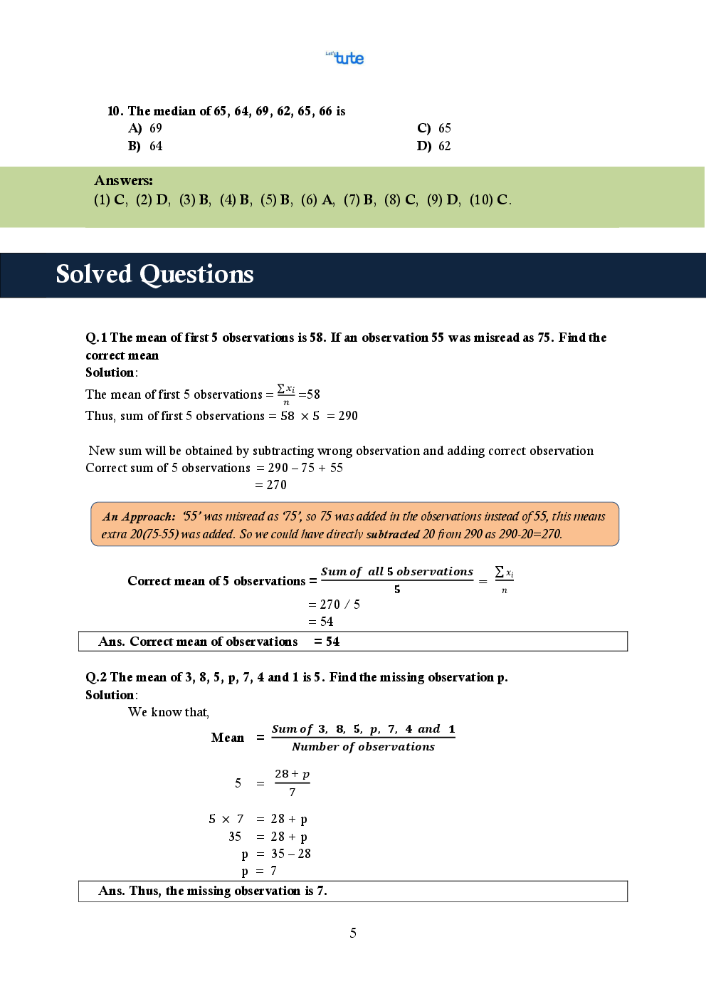 CBSE Mathematics Smart Book For Class 10 Statistics - Page 5