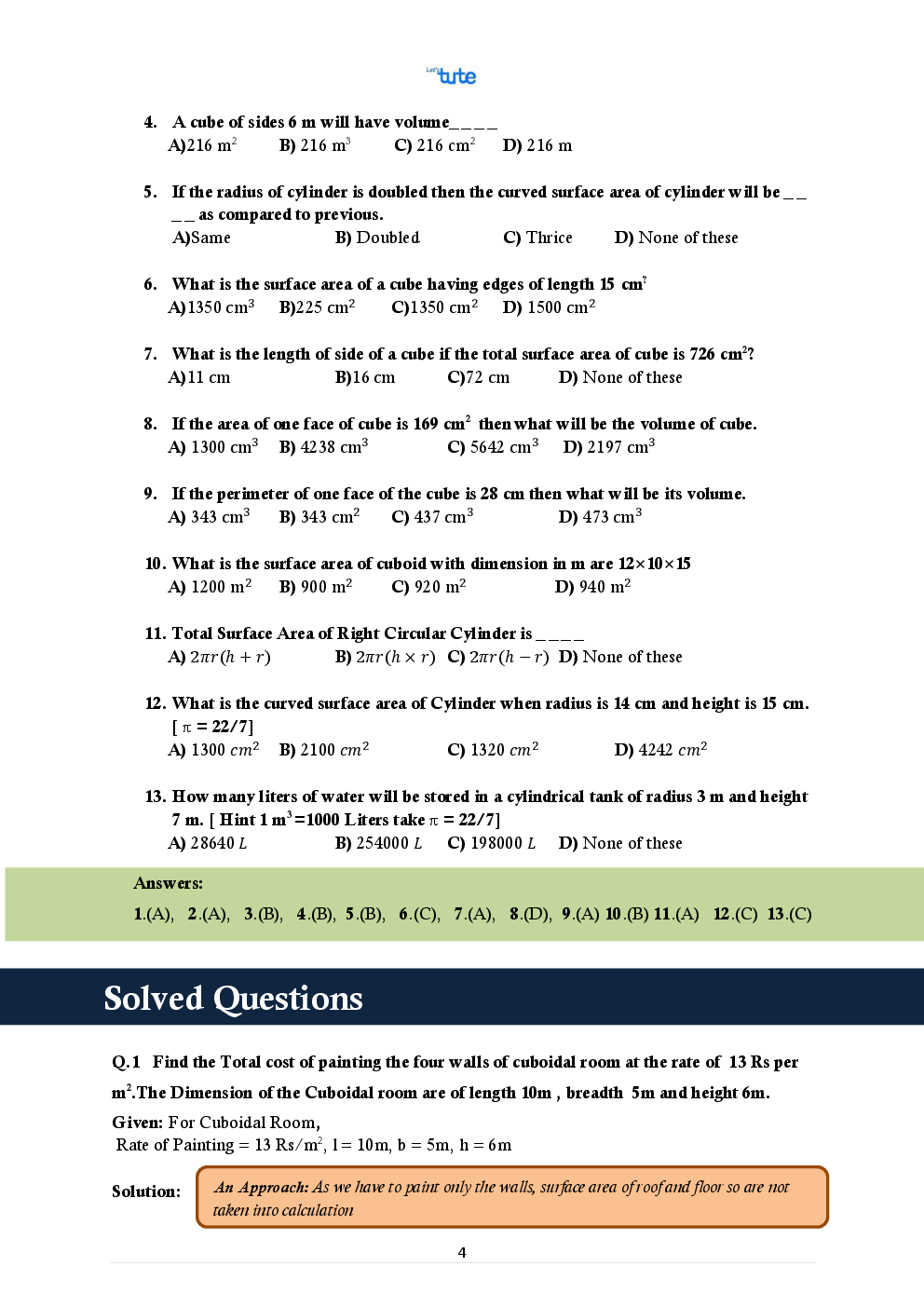 CBSE Mathematics Smart Book For Class X Surface Areas And Volumes - Page 4