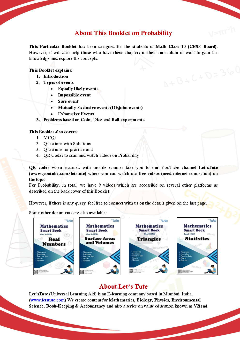 CBSE Mathematics Smart Book For Class X Probability - Page 2