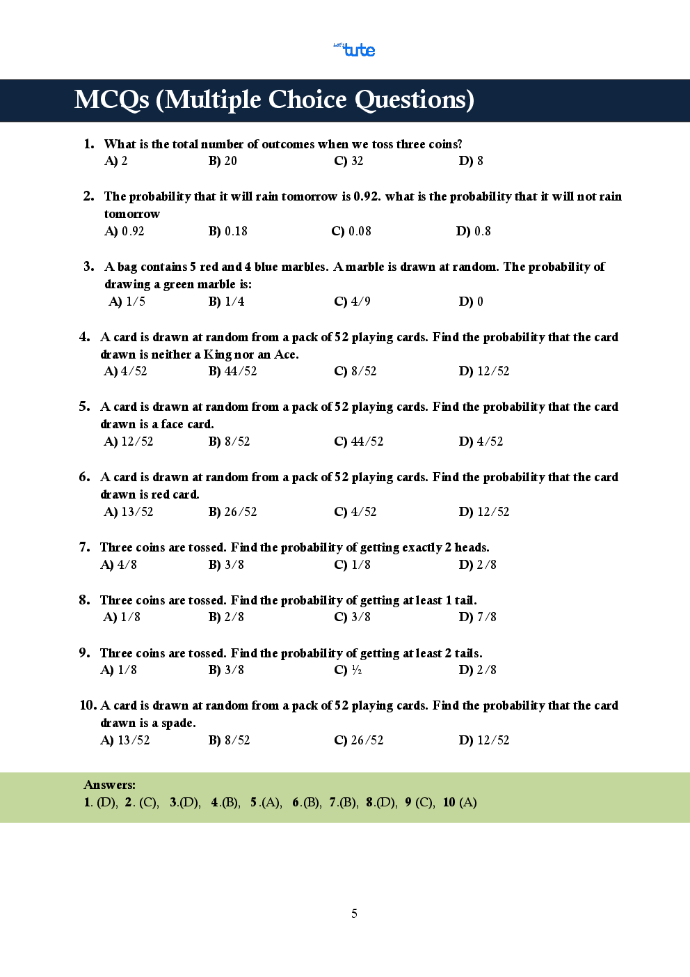 CBSE Mathematics Smart Book For Class X Probability - Page 5