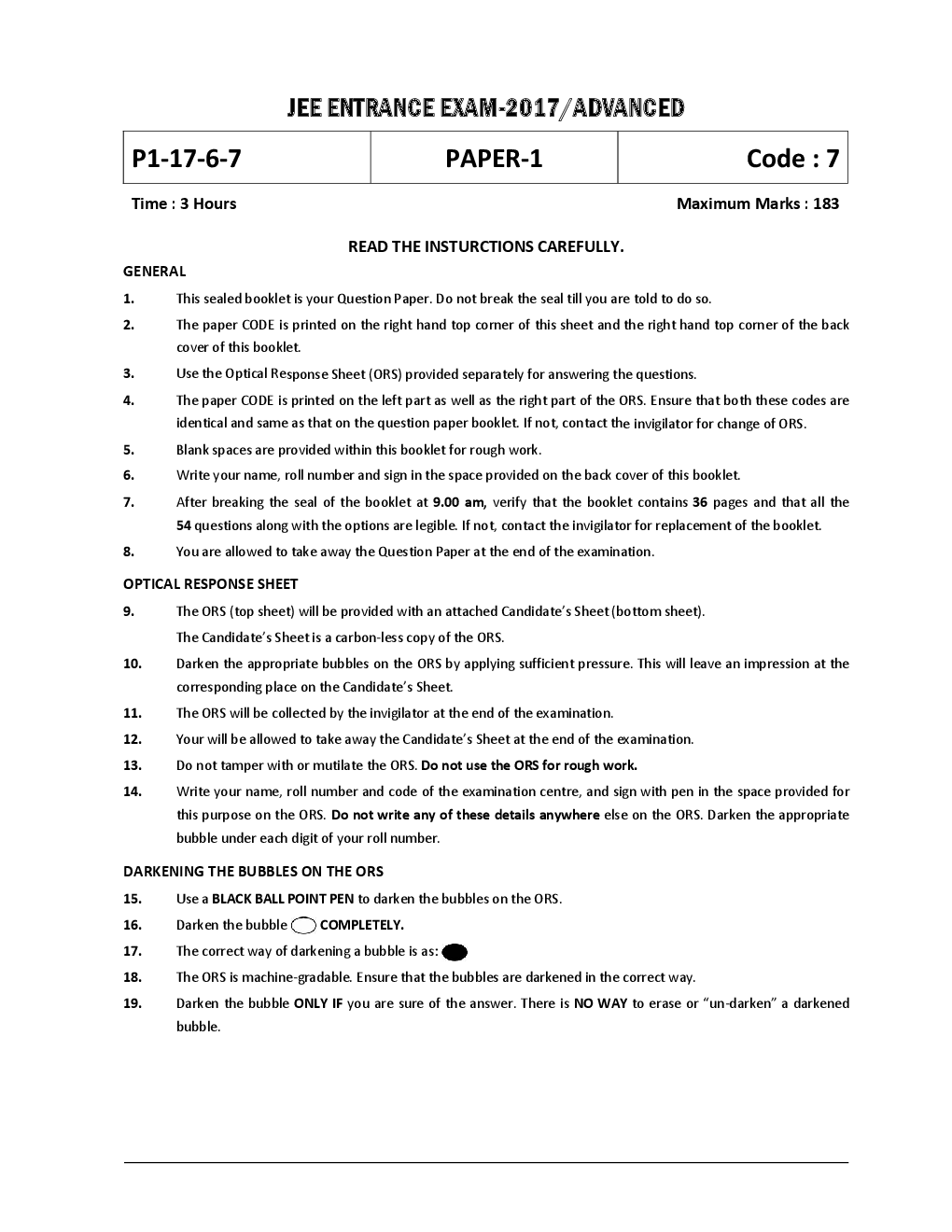 JEE Advance Previous Year Solved Question Paper 1 2017 - Page 2