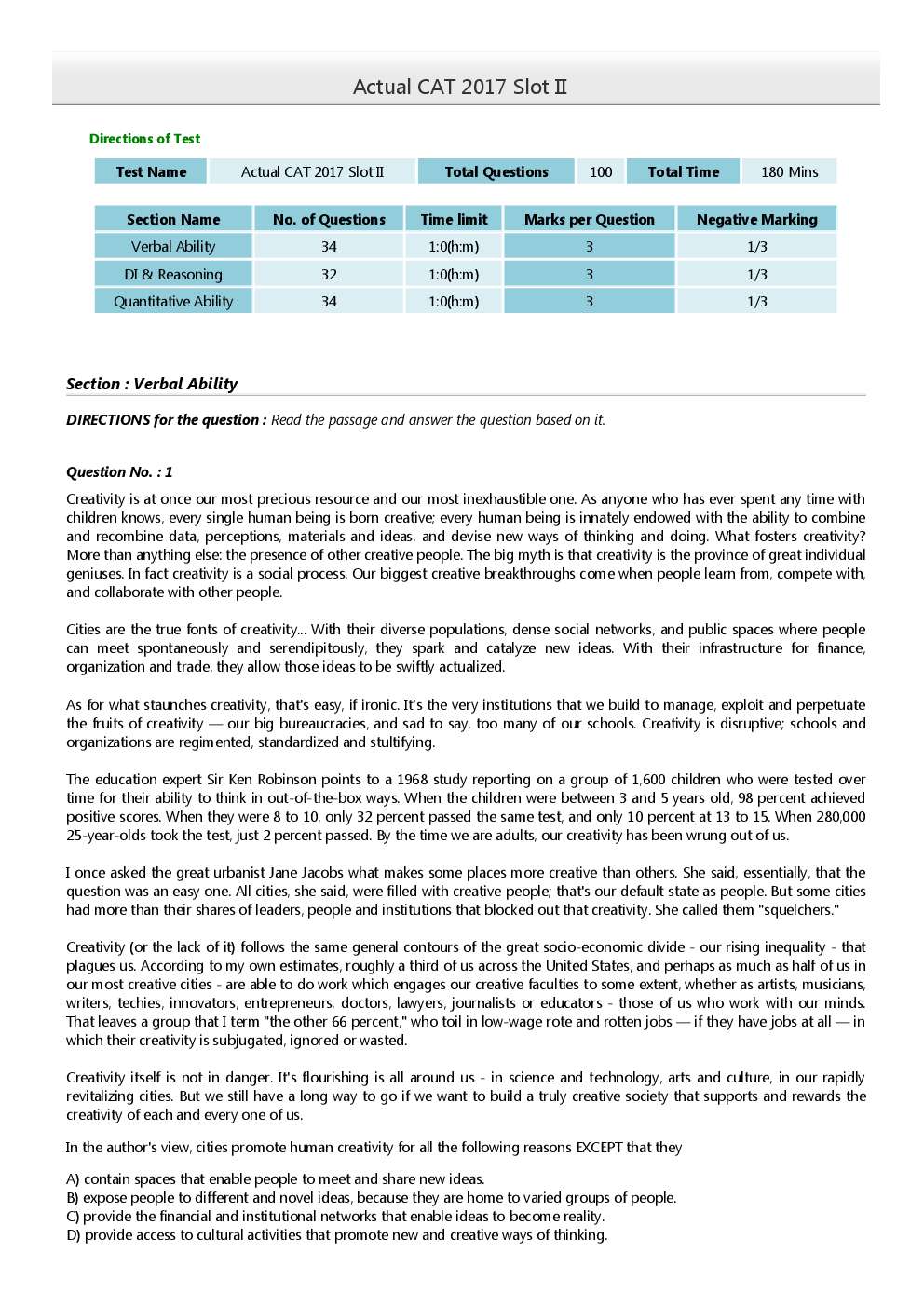 CAT Previous Year Solved Question Paper Slot-II 2017 - Page 2