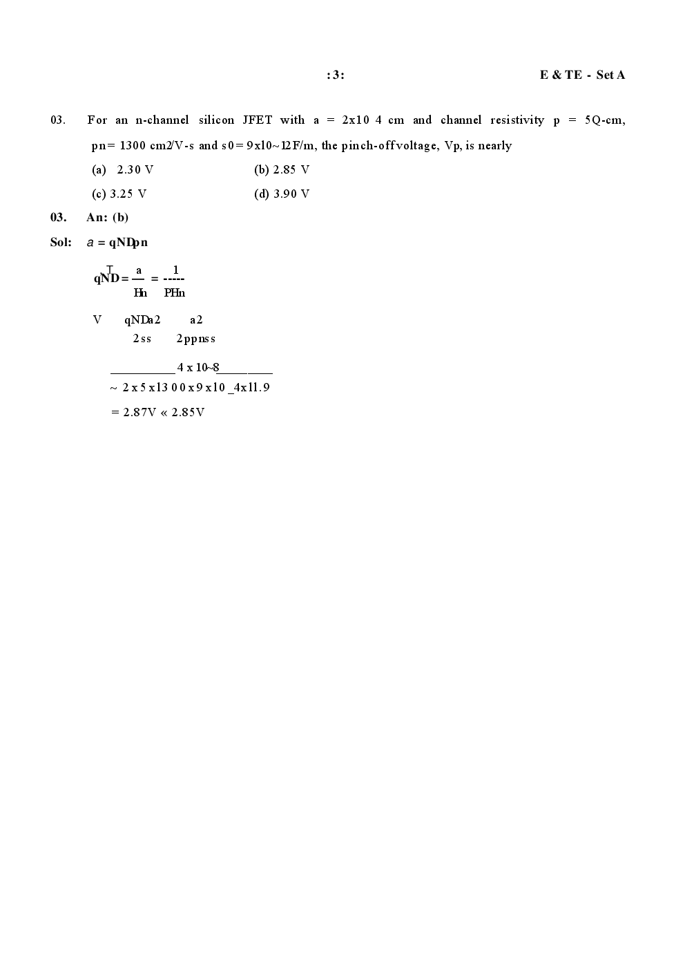IES Previous Year Solved Question Paper For Electronics and Telecommunication Engineering 2017 - Page 3